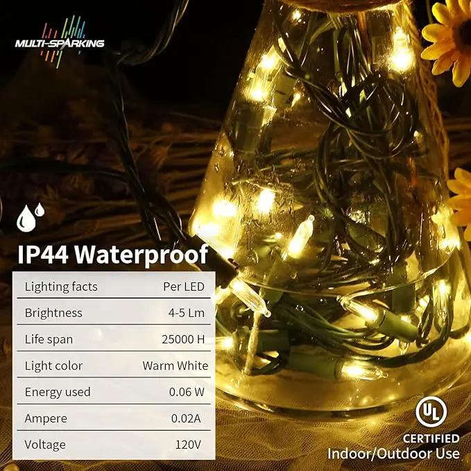 MULTI-SPARKING White Christmas LED Lights - 100 Count Warm White Holiday String Lights for Tree, Party, Wedding, Indoor and Outdoor Use, 33 Feet Green Wire, UL Certified, Connectable by GreenHaven Gardens