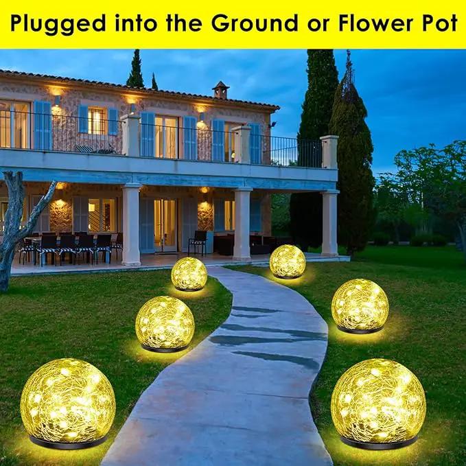 2 Pack 60 LED Solar Garden Lights Outdoor Decoration, Cracked Glass Solar Globe Lights, Upgraded Waterproof Warm White Ball Lights for Yard Pathway Patio Halloween Christmas Outside Decor by GreenHaven Gardens