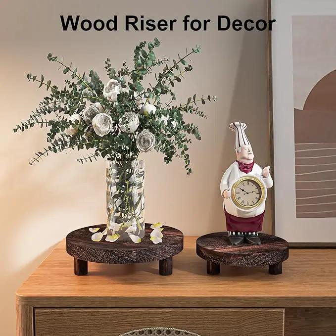 3 Pcs Wood Plant Stand Indoor Outdoor, Round Wood Riser for Decor 6/8/10" Wooden Stool Display Stand Flower Pot Holder Small Planter Tray Modern Potter Decorative for Desktop Counter Room by GreenHaven Gardens
