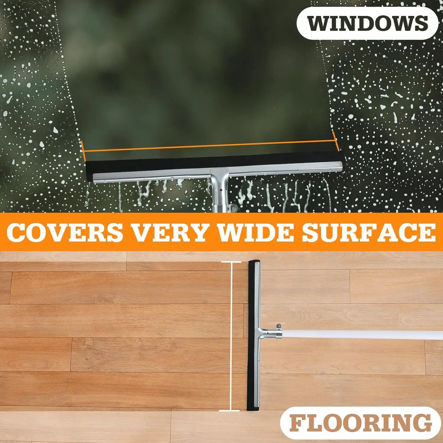 Lasnten 2pcs Double Foam Floor Squeegee for Concrete Industrial Floor Scrubber Stainless Steel Cleaning Squeegee with Rubber Heavy Duty Broom EVA Foam Blade for Garage Window Pool (22 Inch) by GreenHaven Gardens