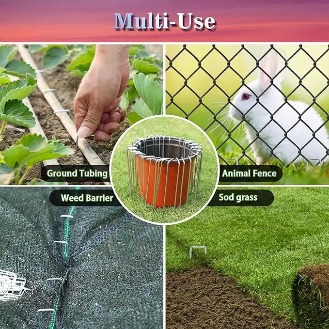 Gtongoko Landscape Staples 10 Inch 11 Gauge 120 Pack Garden Stakes Upgraded Tent Stakes Galvanized SOD Pins Ground Stakes Yard Stakes for Weed Barrier Fabric Ground Plant Cover Stakes Outdoor Décor by GreenHaven Gardens