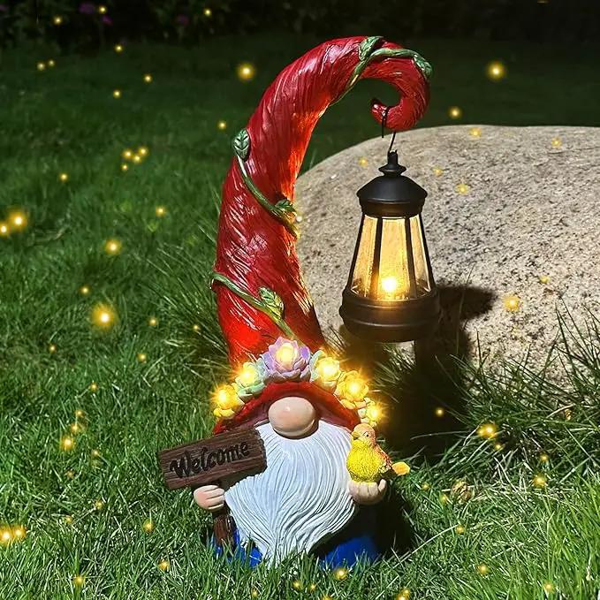 Gnome Garden Decor Statue Solar Lights Outdoor Decor with Succulent and 6 LED Lights,for Balcony,Garden,Patio,Yard,Lawn,Housewarming Birthday Gifts for Women/Mom/Grandma by GreenHaven Gardens