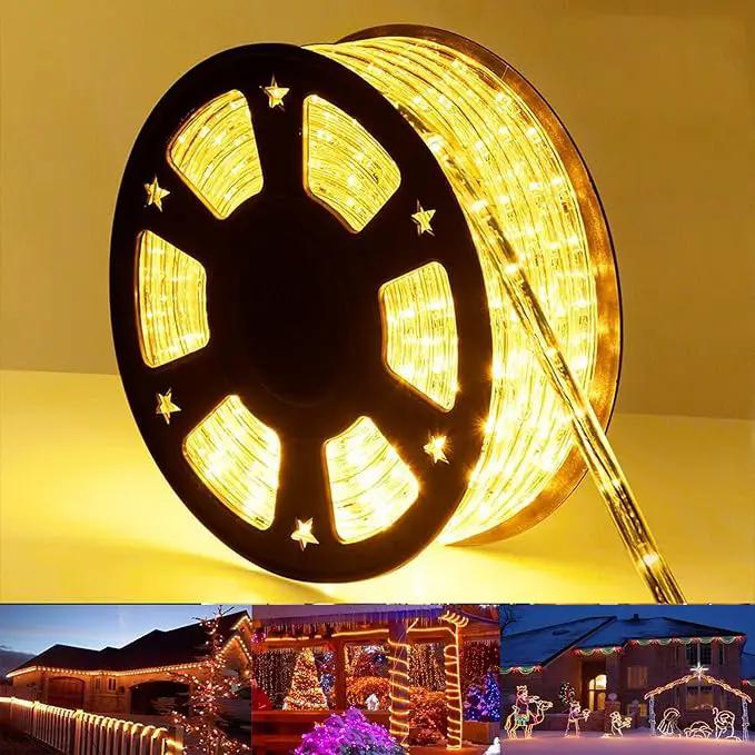 100ft LED Rope Lights Outdoor, 720 LED Connectable and Flexible Tube Lights with 8 Modes, Waterproof LED Rope Lighting for Garden, Patio, Pool, Bedroom, Party, Indoor Outdoor Decoration (Warm White) by GreenHaven Gardens