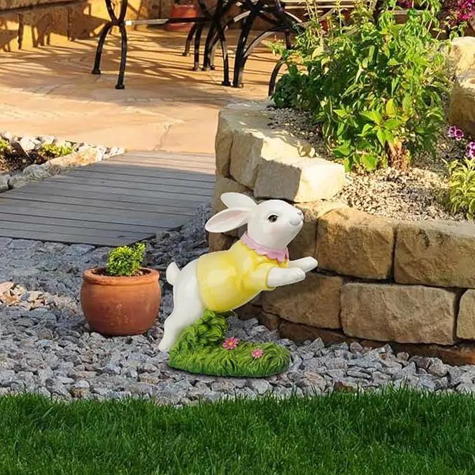 Braxio Bunny Decor Garden Outdoor Statues - Resin Large Leaping Bunny Decor Rabbit Statue Easter Decorations Garden Decor for Outside Yard 18.25 * 8.25 * 19 Inch by GreenHaven Gardens