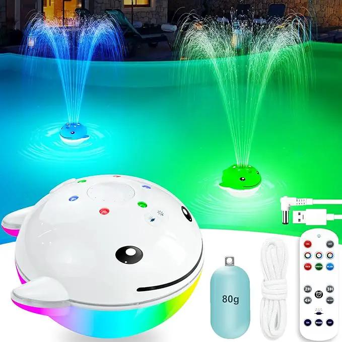 Floating Pool Fountain with Remote, Whale Pool Fountain with Lights, Rechargeable Pool Water Fountain, Above Ground Pool Fountain Waterfall, Swimming Pool Fountains for Inground Pool-1PC by GreenHaven Gardens