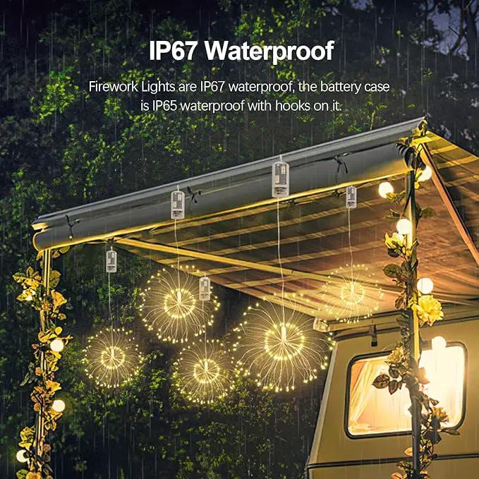 6 pack Firework Lights Copper Wire Led Lights, Dimmable Battery Operated Hanging Lights with 8 Modes, Remote Control, Waterproof Fairy String Lights for Home, Patio, Christmas Decoration by GreenHaven Gardens