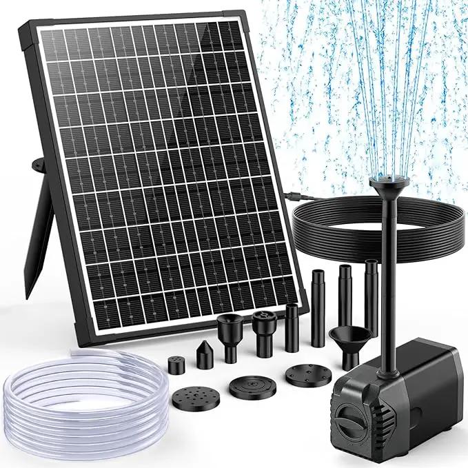 POPOSOAP Solar Fountain Pump, 20W Solar Powered Water Pump with 6.6FT Water Pipe, 320GPH Solar Pond Pump for Pond, Fish Tank, Yard and Wildlife Garden by GreenHaven Gardens