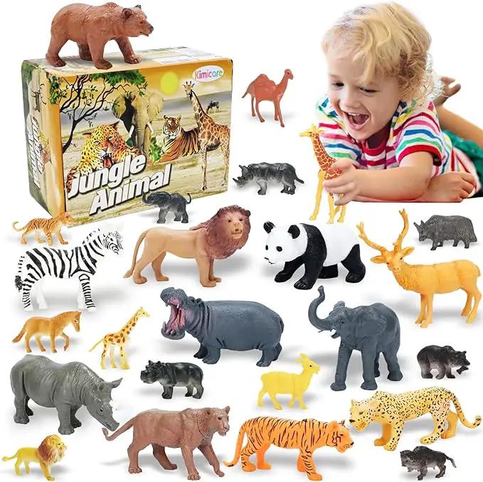 24Pcs Safari & Zoo Animals Figures, Realistic Plastic Animal Toys Set for Kids 1 2 3, Lion, Elephant, Perfect for Play, Education, Baby Shower Decor,Party Supplies Cake Topper by GreenHaven Gardens
