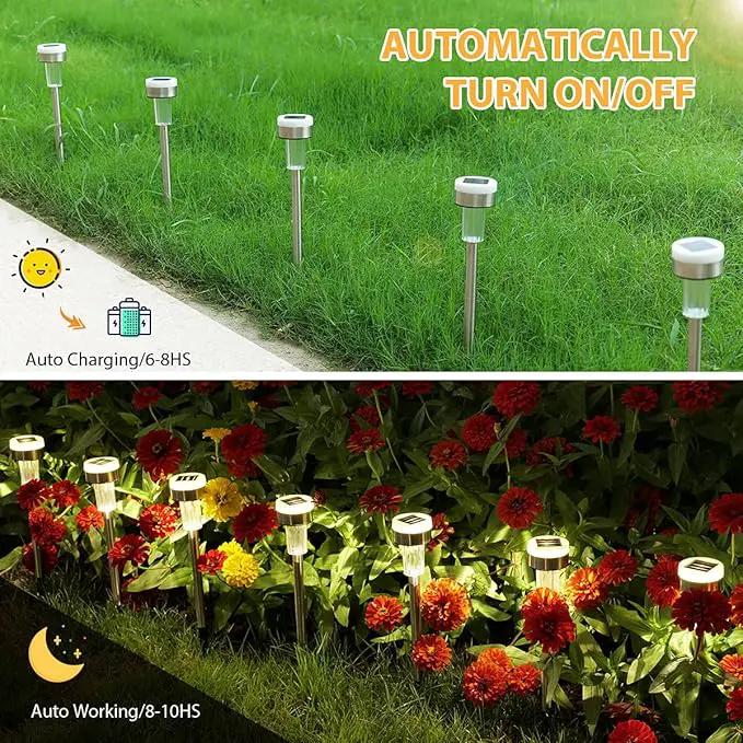 TWINSLUXES 16 Pack Solar Pathway Lights Outdoor Dual Light Source LED Solar Waterproof Pathway Lights for Garden Patio and Walkway Decoration Warm White. by GreenHaven Gardens