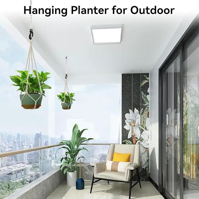 USLAI Macrame Plant Hanger Indoor Outdoor, Up to 4-15 inch Pot, Heavy 20lb Planters, Extra Long Strong Hanging Planter Basket, Boho Home Decor, 35 Inch, Ivory, Set of 2 (POTS NOT Included) by GreenHaven Gardens