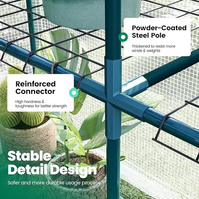 KING BIRD Premium Greenhouse for Outdoors, 84 x 56 x 77 Upgraded PE Cover & Steel Frame Walk in Hot House, w/ Zippered Screen Windows Mesh Door, 3 Tiers 20 Shelves for Outside Garden, White by GreenHaven Gardens