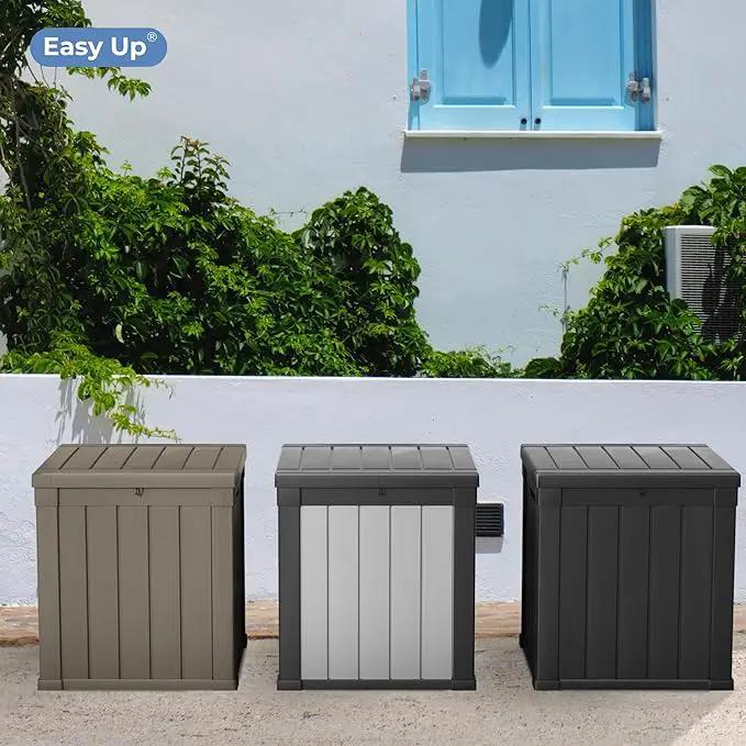 48 Gallon Outdoor Storage Box, Waterproof Resin Deck Box for Patio, Pool, and Garden, Lockable Bin for Cushions, Tools, and Accessories, UV-Resistant, Black by GreenHaven Gardens