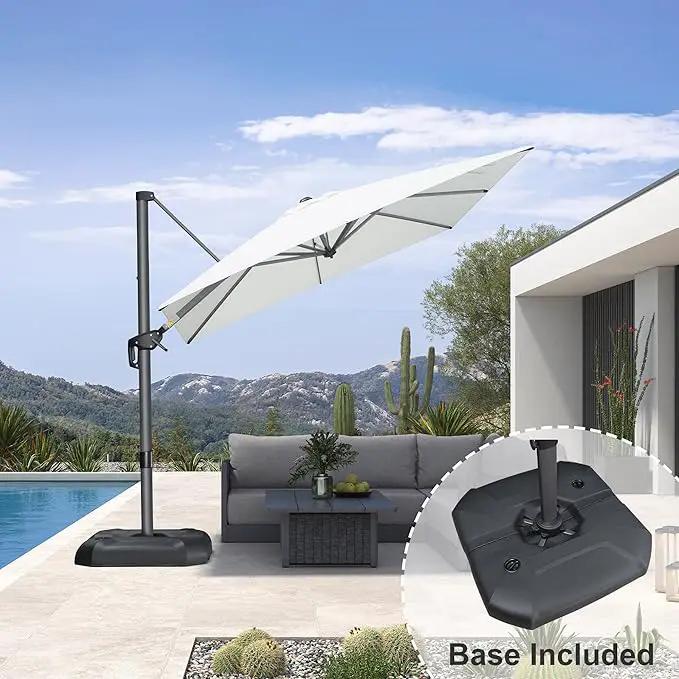 PURPLE LEAF 8 Feet Square Cantilever Umbrella Patio Umbrella with Base Outdoor Umbrella Aluminum Offset with 360-degree Rotation for Garden Deck Pool Patio White by GreenHaven Gardens