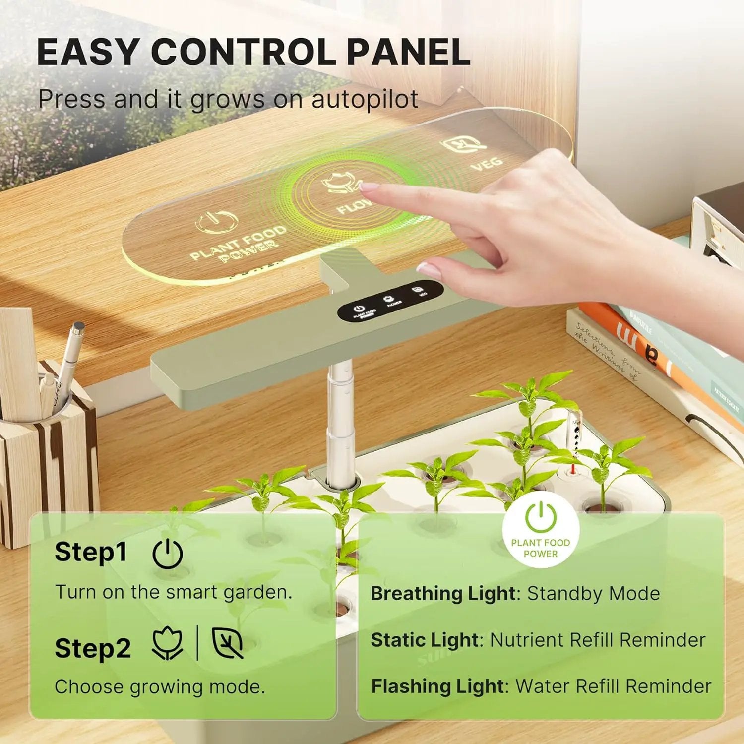 SUNCOZE Hydroponics Growing System Kit 12 Pods, 24W LED Grow Light Indoor Garden, 4L Water Tank with Quiet Pump, Adjustable Height Herb Garden Planter Indoor Kit, Gardening Gifts, Green by GreenHaven Gardens