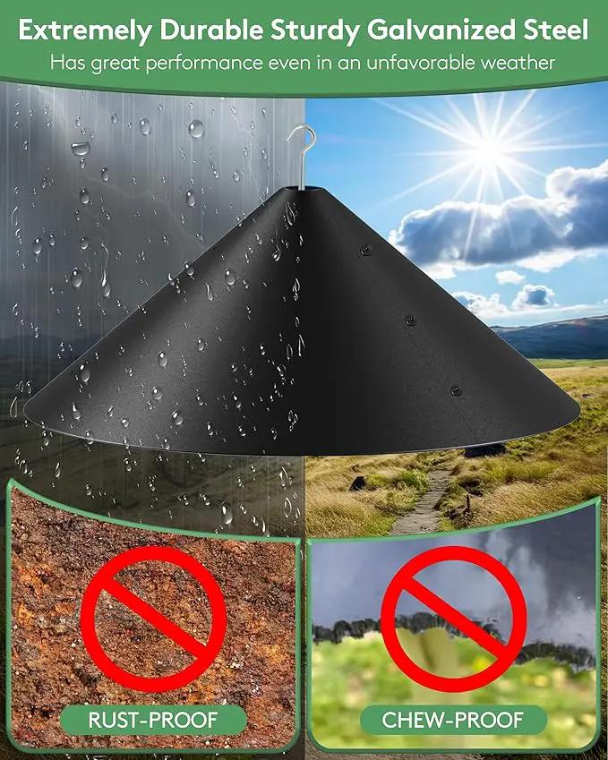 19 Inch Metal Squirrel Baffle for Bird Feeder, Squirrel Proof for Hanging Bird Feeder, Outdoor Bird Feeder Cover, Hummingbird Feeder Umbrella, Rust Chew Proof Heavy Duty by GreenHaven Gardens