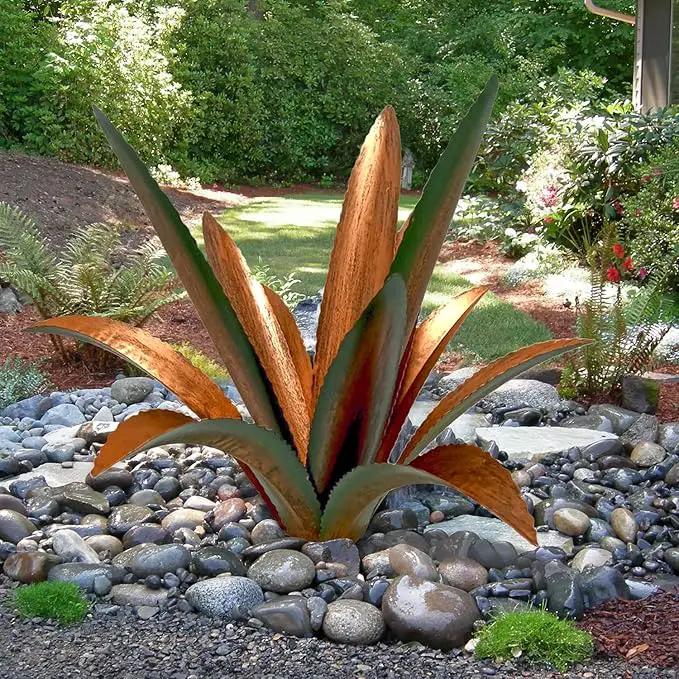 DIY Metal Agave Plant Art Yard Tequila Art Sculpture, Tequila Rustic Garden Sculpture Statue Outdoor Decor,Agave Metal Plants for Yard, Garden Lawn Ornaments (12 Leaves -Green) by GreenHaven Gardens