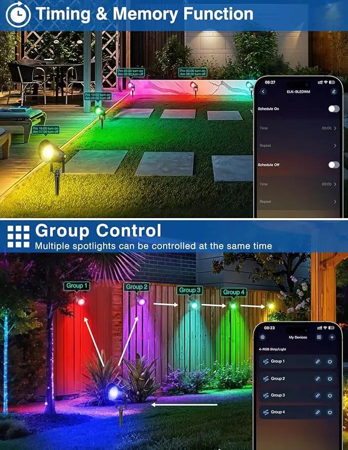 Spot Lights Outdoor, Smart RGBW LED Color Changing Landscape Lights with APP and Remote Control, Music Mode, DIY Scenes, Timing, IP65 Waterproof Spotlights Plug in for Yard Garden, 2 Pack by GreenHaven Gardens
