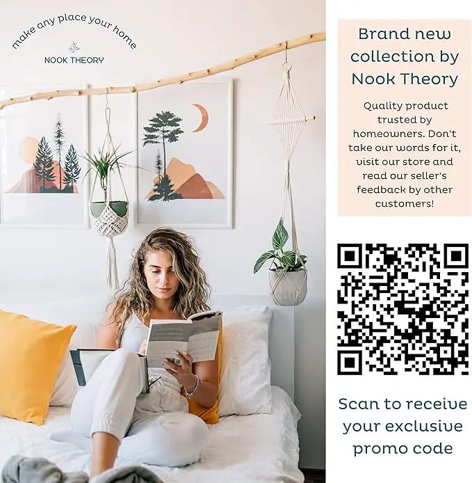 Nook Theory 4-Pack Macrame Plant Hanger - with 8 Ceiling Hooks - Hanging Planter Indoor Outdoor - Hanging Plant Holder - Decorative Bohemian Plant Hangers - Hanging Plants (Cream) by GreenHaven Gardens