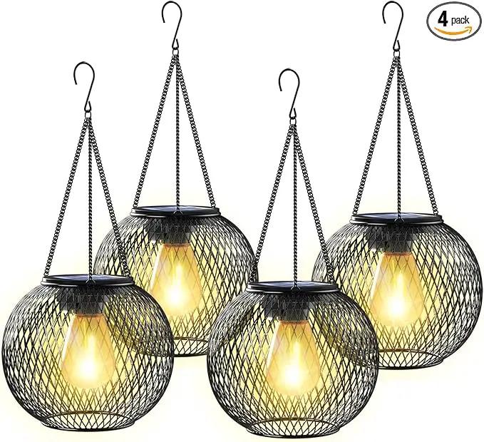 Solar Lantern Outdoor, KagoLing Upgraded Hanging Solar Lights Outdoor Garden Christmas Decorations Decorative Lighting Solar Powered Waterproof Tree Lantern for Garden Yard Patio Pathway, 4 Pack by GreenHaven Gardens