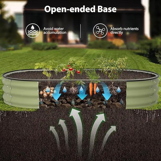 Raised Garden Bed Kit, 6x3x1 ft Galvanized Planter Box Outdoor with Safety Edging, Large Metal Raised Beds for Gardening Vegetables Flower Herb (Avocado Green) by GreenHaven Gardens