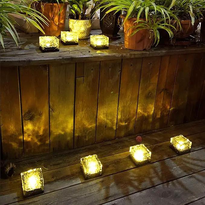 Epicgadget Solar Ice Cube Shaped Light, 2.8x2.8x2 inch Ice Cube Shaped Warm White Outdoor Solar Garden Decorative Lights for Walkway Pathway Backyard Christmas Decoration Parties (8 PCS) by GreenHaven Gardens