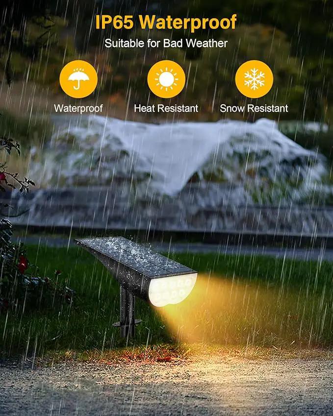 BAXIA TECHNOLOGY Solar Spotlights Outdoor Waterproof, 3 Lighting Modes Spot Lights Outdoor Solar Lights for Yard Pathway Driveway Landscape, Warm White, 4 Pack by GreenHaven Gardens