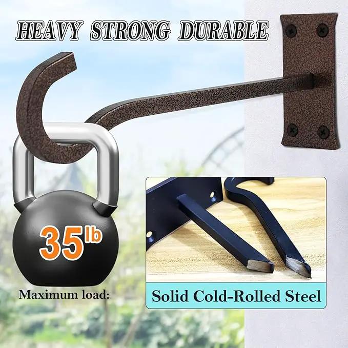 10inch Heavy Duty Plant Hangers Outdoor or Indoor Bird Feeder Hanger Shepherd Hooks 2pcs Bronze hammertone Metal Wall Hook for Hanging Plant Bracket, Lantern, Flower Basket, Wind Chimes by GreenHaven Gardens