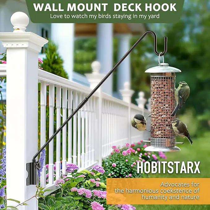 Wall Mount Heavy Duty Deck Hook-28 Inch Extended Reach Plant Hangers Outdoor -Bird Feeder Hanger for Deck Railing-Fence Plant Bracket Hooks for Hanging Hummingbird Feeders,Lanterns, More by GreenHaven Gardens