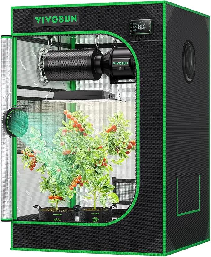 VIVOSUN S223 2x2 Grow Tent, 24"x24"x36" High Reflective Mylar with Observation Window and Floor Tray for Hydroponics Indoor Plant for VS1000 by GreenHaven Gardens