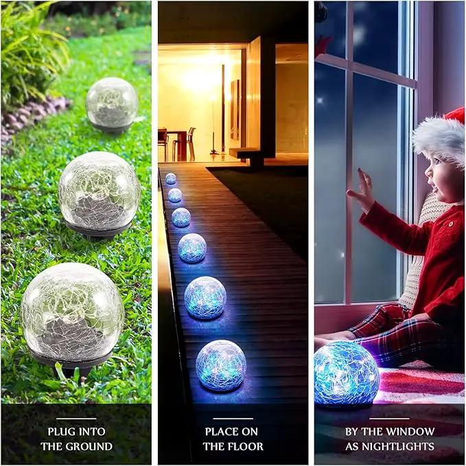Honoson Decorative Solar Globe Lights Outdoor Waterproof LED Cracked Glass Ball Lights for Pathway, Walkway, Garden, Yard, Lawn Decoration(12 Pcs,3.9 Inch) by GreenHaven Gardens