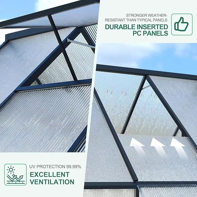 Greenhouse 6x4 FT Aluminum-Framed Heavy Duty Polycarbonate with Quick Setup Structure and Roof Vent Large Enhanced Outdoors Green House Kit by GreenHaven Gardens
