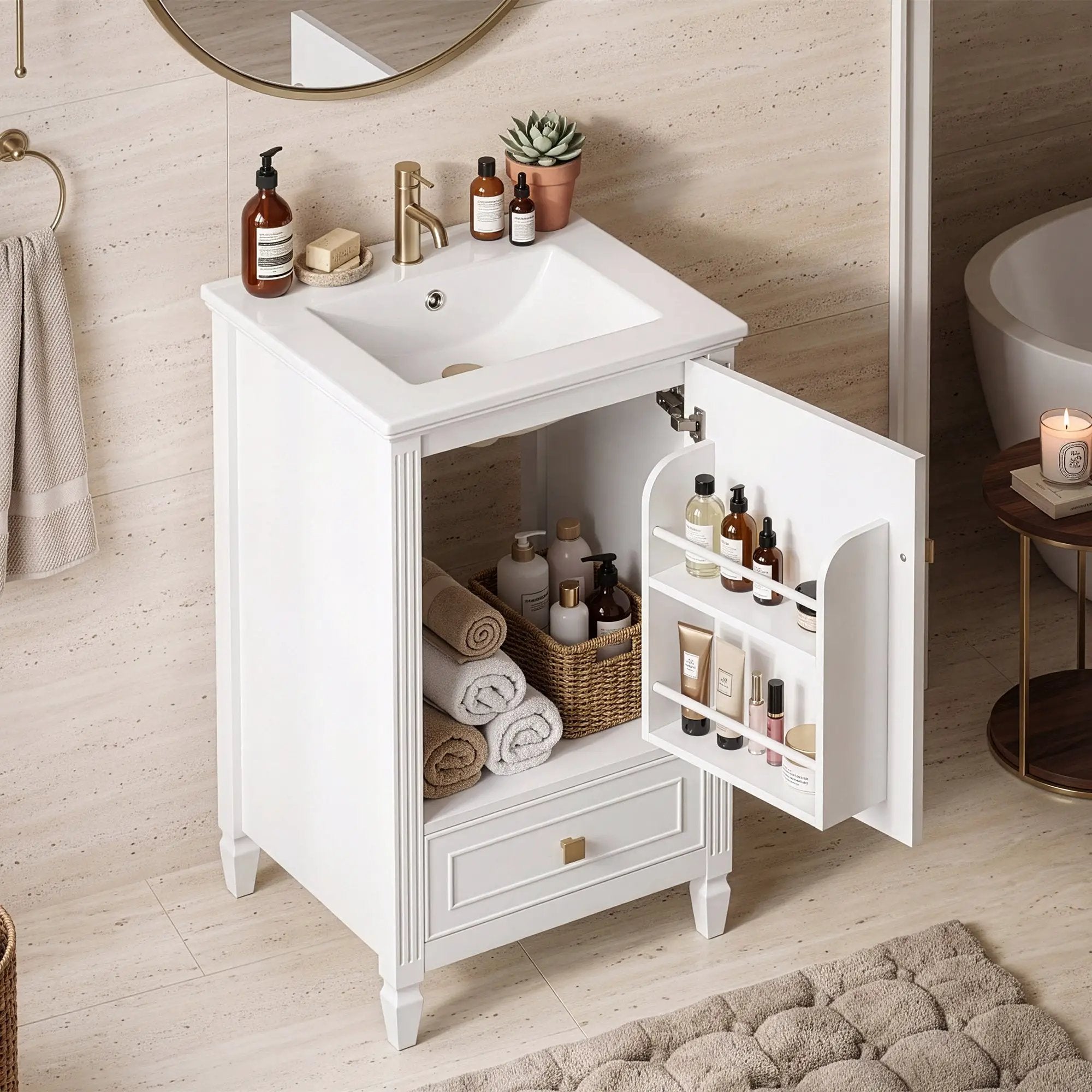 20" Bathroom Vanity with Ceramic Sink and Storage Cabinet by HouseOfZazla