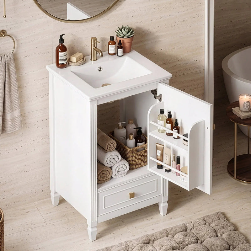 20" Bathroom Vanity with Ceramic Sink and Storage Cabinet by HouseOfZazla
