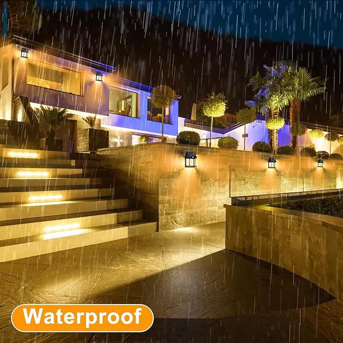 Joomer Solar Wall Lights Outdoor 4PACK, Dusk to Dawn Porch Lights Fixture, Waterproof Exterior Lighting with Clear Panel for Entryway Front Door, Solar Wall Lantern with 3 Modes & Motion Sensor by GreenHaven Gardens
