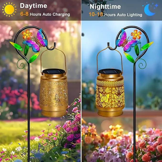 2 Pack Solar Lanterns Outdoor Waterproof,Butterfly Solar Lights Garden Decor Gifts for Mom Women Grandma Decoration Outside for Yard, Patio,Backyard,Porch by GreenHaven Gardens