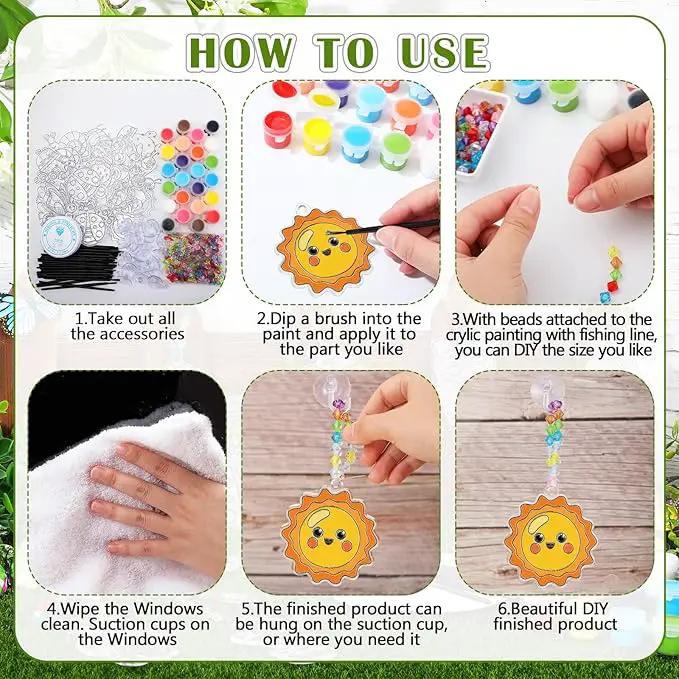 30 Sets Suncatchers Window Art Kits, DIY Sun Catchers Bulk Crafts Paint Your Own Window Ornaments for Boys Girls Classroom Home Party Birthday Activity Decor (Vibrant Style) by GreenHaven Gardens