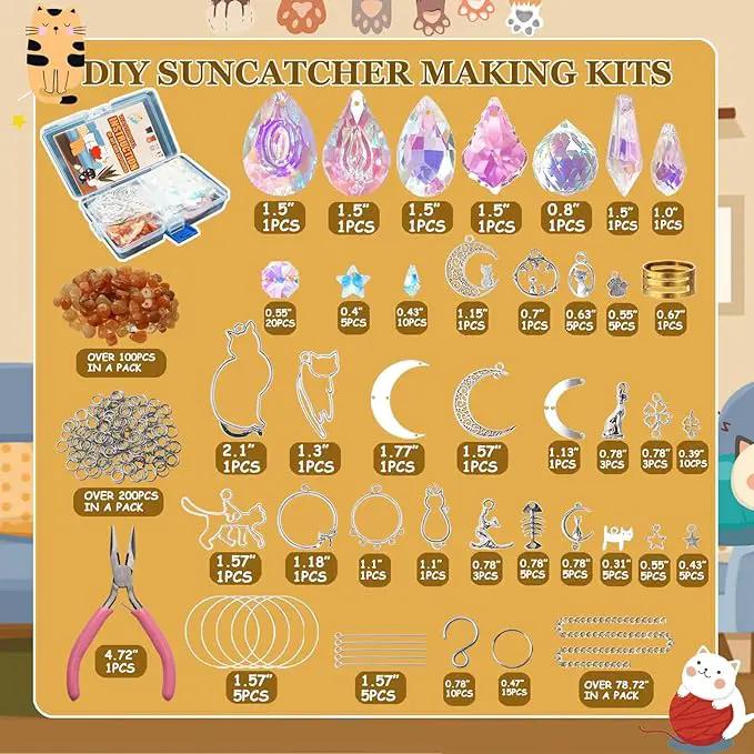 WASTROYAL 450 pcs DIY Sun Catcher Kit for Adult Crystal Suncatcher Rainbow Maker Crafts for Adults Sun Catchers Indoor Window Suncatcher Beads DIY Crystal Suncatcher Kit (Cat) by GreenHaven Gardens