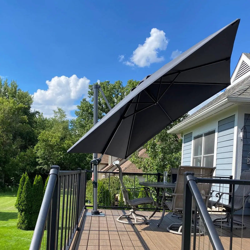 PURPLE LEAF 10 Feet Patio Umbrella Outdoor Cantilever Square Umbrella Aluminum Offset Umbrella with 360-degree Rotation for Garden Deck Pool Patio, Grey by GreenHaven Gardens