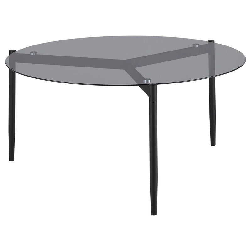 Rosalie Round Smoked Glass Top Coffee Table Grey by Unique Piece Furniture