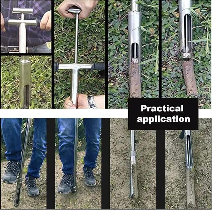 INTBUYING 40’’ Soil Sampler Probe Soil Test Probe with 8’’Sample Ejector and Foot Pedal &Rubber Handle Stainless Steel 2in Dia for Soil Sampling Lawn Garden Farm by GreenHaven Gardens