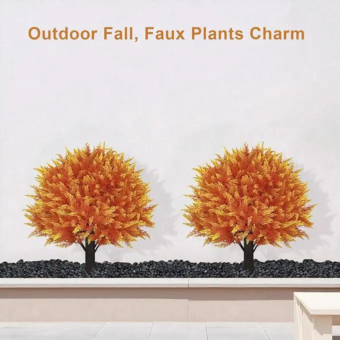 24" Artificial Cedar Topiary Ball Bushes, Set of 2 UV Resistant Fake Trees Outdoor Shrubs with Stake, Weatherproof Faux Plants for Planter, Front Porch, Garden, Yard, Patio Fall Decor by GreenHaven Gardens