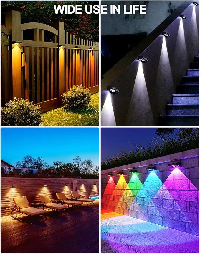 10 Pack Solar Fence Lights - 3 Modes, 9 Colors Outdoor Solar Lights, Waterproof IP 65, 35lm for Step, Stair, Deck, Wall, Patio, Walkway, Porch by GreenHaven Gardens