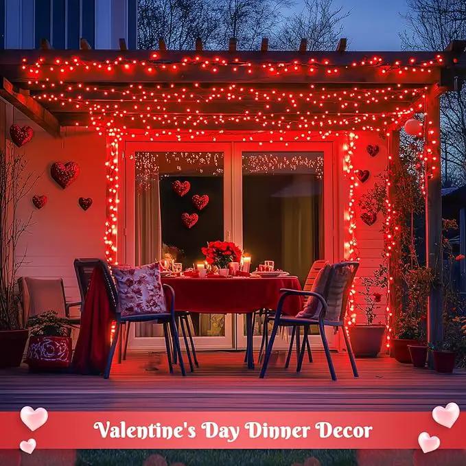 JMEXSUSS 2 Pack Red Solar Lights, Each 100 LED 33ft Valentine Solar Lights Outdoor, 8 Modes Christmas String Lights for Outside Valentine Day Tree Yard Decor by GreenHaven Gardens