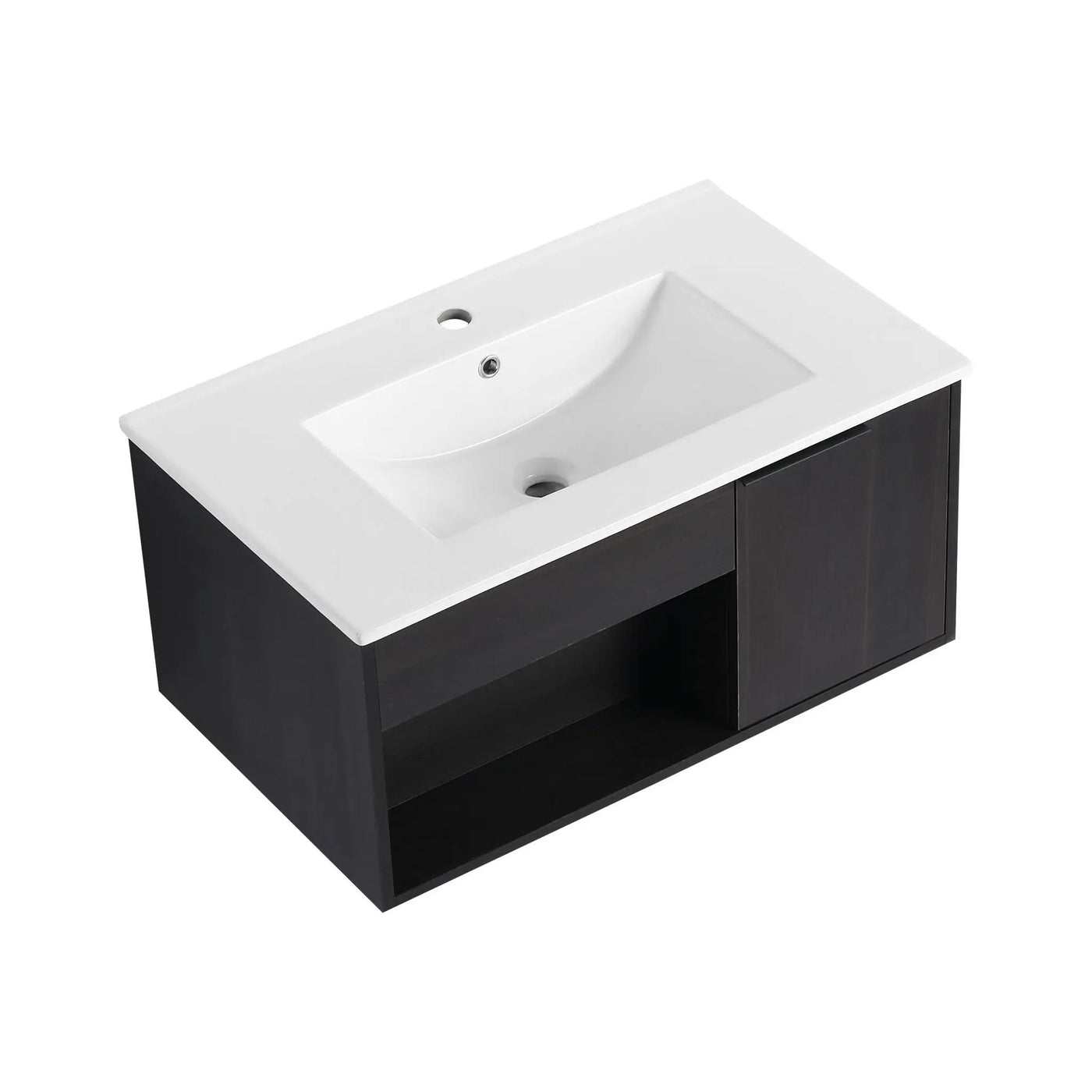 Wall Mounted Floating Bathroom Vanity With Open Shelf & Soft Close Door by Unique Piece Furniture