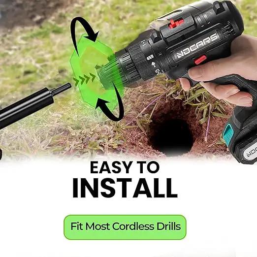 K-Brands Auger Drill Bit for Planting 2 Pack 1.6 x 16 Inch & 3.5 x 16 Inch Set – Garden Spiral Hole and Bulb Planter Tool for Umbrella Holes - Compatible with 3/8 Inch Hex Drive by GreenHaven Gardens