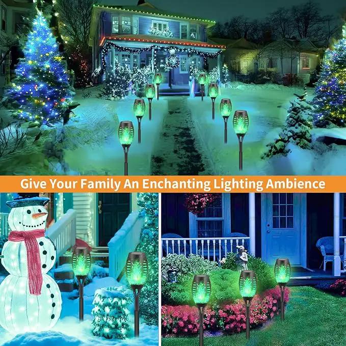 8-Pack Green Solar Flickering Flame Torches – Waterproof Solar Garden Lights, Outdoor Solar Lights for Yards, and Flame Torches for Patio and Pathway Decorations by GreenHaven Gardens