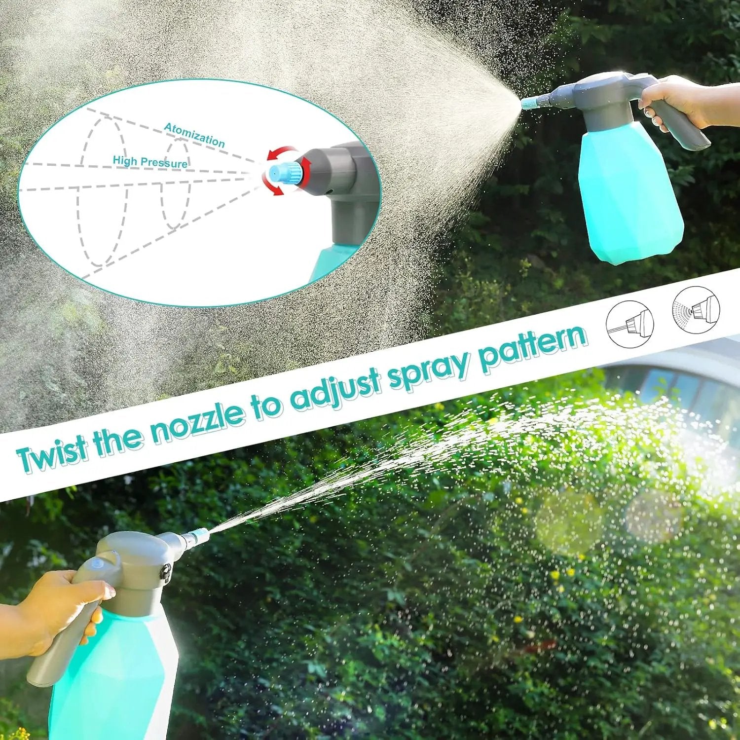 0.5 Gallon Electric Spray Bottle Plant Mister for Indoor/Outdoor Plants, 2L Automatic Watering Can Rechargeable Battery Powered Sprayer with Adjustable Spout for Garden, Fertilizing, Cleaning by GreenHaven Gardens