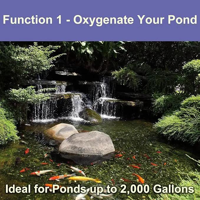 AquaMiracle All-in-One Pond Air Pump Koi Pond Aerator for Pond up to 2000 Gallons Pond Deicer Pond Aeration Kit with 2&4 Outlets Air Stones Airline Tubing Check Valves by GreenHaven Gardens