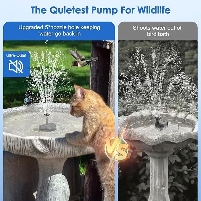 POPOSOAP Solar Fountain Pump for Bird Bath, 6.5W Solar Water Fountain Pump with Upgraded Dry-run Protection & Double-layer Nozzles 5Ft Tubing for Pond, Bird Bath, Backyard Water Feature by GreenHaven Gardens