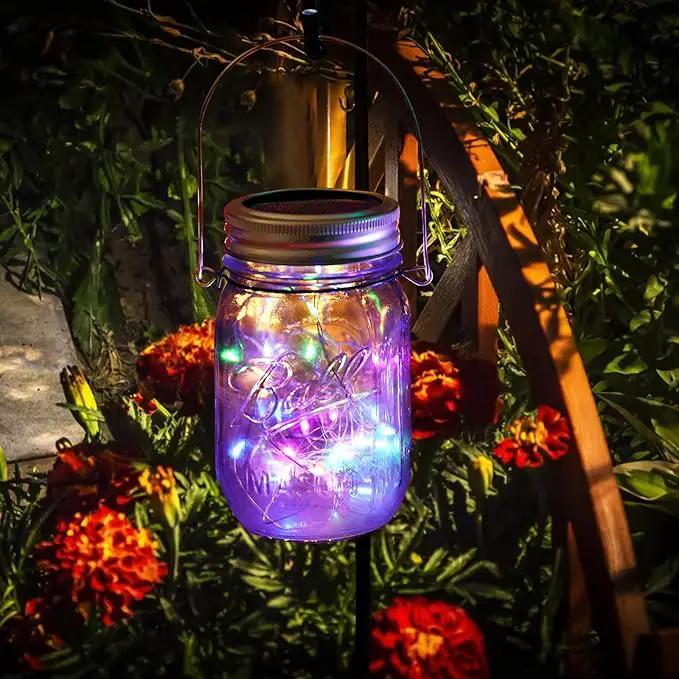 Solar Mason Jar Lid Lights, 10 Pack 30 LED Waterproof String Fairy Star Firefly Jar Lids Lights with Hangers for Patio Garden Yard Lawn Party Wedding Christmas Decoration (Jars Not Included) by GreenHaven Gardens